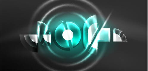 Abstract background glowing neon circles and lines with magic light effects. Hi-tech design for wallpaper, banner, background, landing page, wall art, invitation, prints, posters