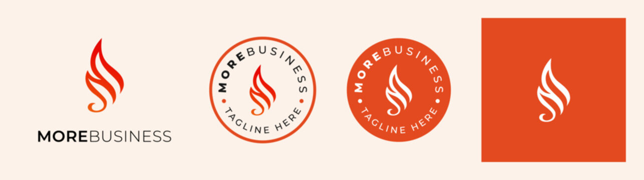 Letter M fire flame logo design. M fire letter logo vector design fit for business brand