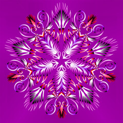 Fototapeta na wymiar Beautiful colourful caleidoscope gradient flower leaf art pattern of indonesian culture traditional batik