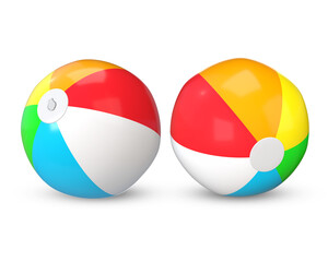 3D Rendering Beach Ball Frontside And Backside Views Isolated On Transparent Background, PNG File Add