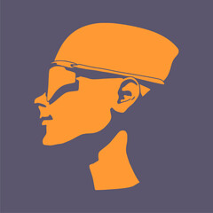 Young woman face side view. Elegant silhouette of a female head. Beauty person wearing sunglasses