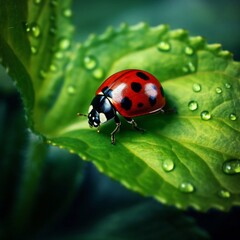 Fototapeta premium Generative AI : Ladybug insect animal isolated on a white background illustration