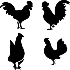 set of chicken silhouettes