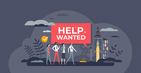 Recruiting, hire and attracting talent to company staff members tiny person concept. Search employee as human resources headhunting work vector illustration. Professional business team acquisition.