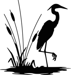 Foto op Plexiglas Heron and Cattails Marsh Cutfile, cricut ,silhouette, SVG, EPS, JPEG, PNG, Vector, Digital File, Zip Folder © urwa