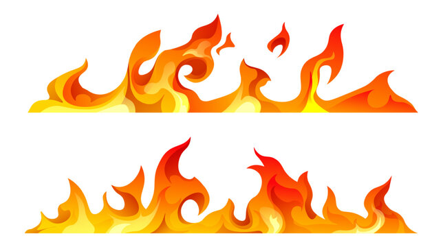 Burning flames, fire or explosion icons vector