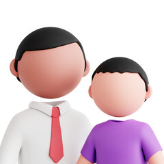 3D illustration of dad and son