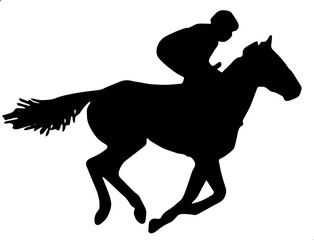 Fototapeta na wymiar Jockey silhouette of a horse