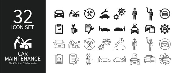 Icon set related to car maintenance