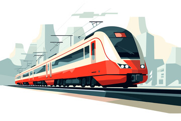 Fototapeta na wymiar Hand-drawn cartoon Smart Train flat art Illustrations in minimalist vector style