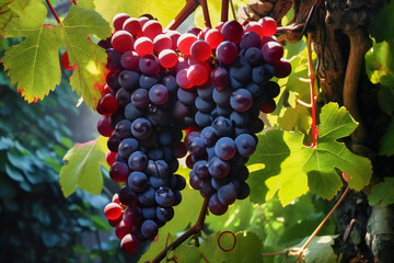 Red grapes on a vine