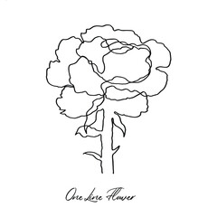 one line drawing  of rose flower minimalist design isolated on white background .Vector illustration for poster, banner, logo,sign  and wallpapper template simple elegant continuous lineart style
