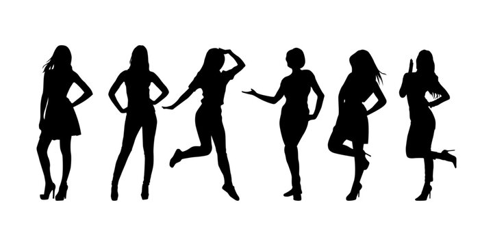 Black silhouettes of beautiful women on white background vector