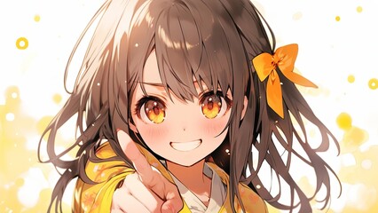 Naklejka premium 指差しする女の子,Generative AI AI画像
