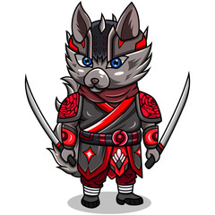 Raccoon ninja chibi mascot logo design