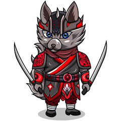 Raccoon ninja chibi mascot logo design © suparlin