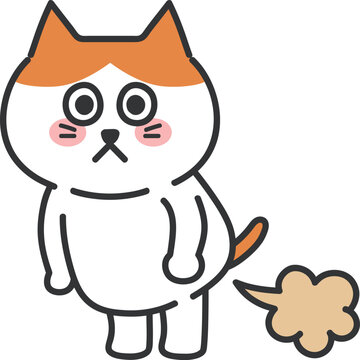 farting cat cartoon, embarrassed expression clip art preview