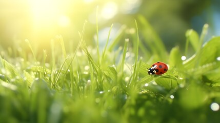 Obraz premium ladybug on green grass