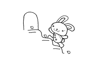 階段をのぼるうさぎちゃん_線画