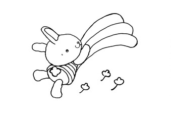 虹をかけるうさぎちゃん_線画