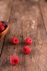 Ripe, beautiful, juicy, red raspberries