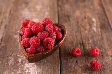 Ripe, beautiful, juicy, red raspberries