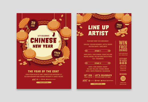 Chinese New Year Mid Autumn Festival Flyer Poster Layout
