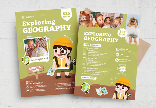 Geography Education School Flyer Poster Layout