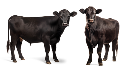 Black angus cattle isolated on transparent background, png