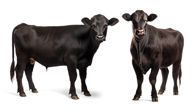 Black angus cattle isolated on transparent background, png