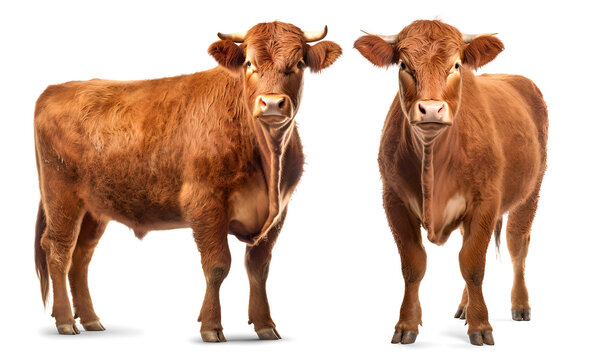 Salers cattle isolated on transparent background, png