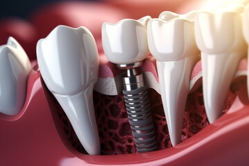 Dental implant, Dental care.  Dentists dental teeth implant