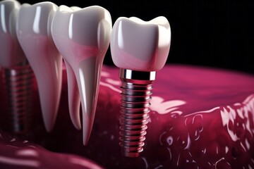 Dental implant, Dental care.  Dentists dental teeth implant