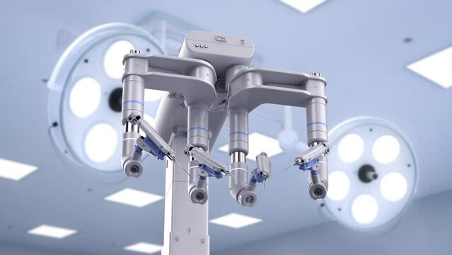 Surgery room with robotic surgery 4k footage