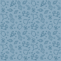 blue sea creatures background pattern