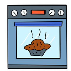 Oven, a device to heat food on a white background