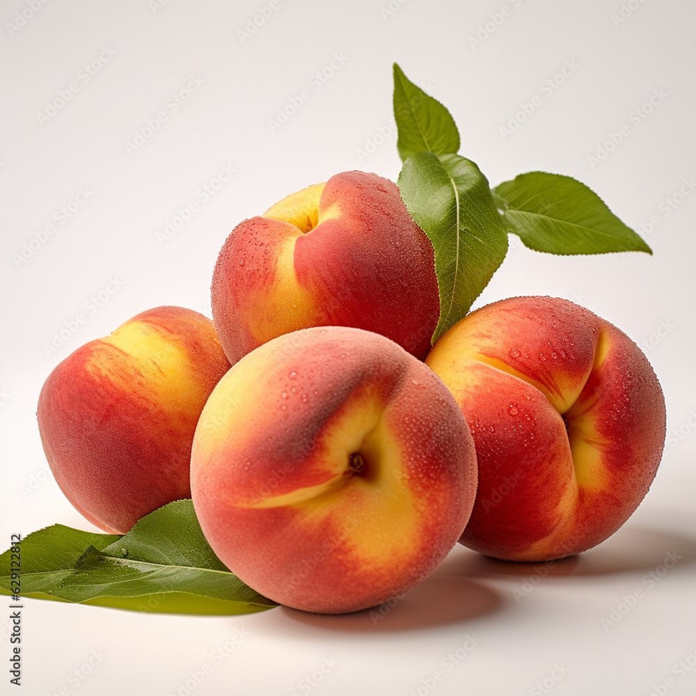 Wall mural peaches on a white background