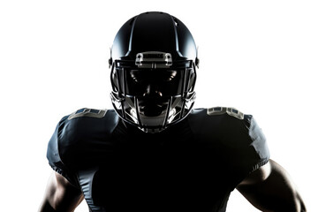American football player portrait in silhouette shadow on white background