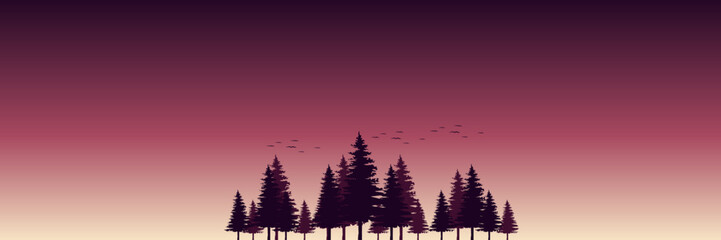 pine forest silhouette landscape vector illustration good for wallpaper, backdrop, background, web banner, and design template