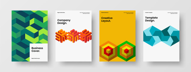 Premium geometric pattern journal cover layout composition. Clean poster A4 vector design illustration bundle.