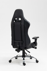 gaming Chair black color on white background, Workplace Professional gamers cafe room with powerful...