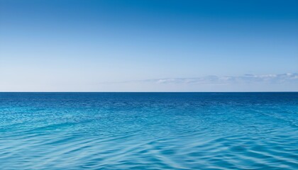 Fototapeta na wymiar sea and blue sky, blue ocean with clear water and a blue sky in the background, wallpaper, AI Generated
