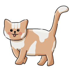 Kawaii fuzzy kitty cartoon illustration 