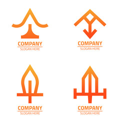 spear logo design, with outline style and gradient color