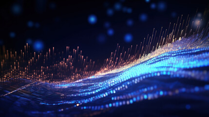 Fototapeta premium Technology abstract background. Digital line dot and colorful bokeh. Graphic design. Generative ai