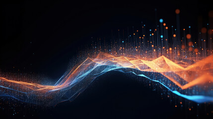 Technology abstract background. Digital line dot and colorful bokeh. Graphic design. Generative ai