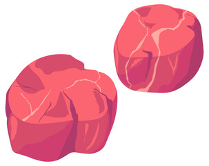 Pork meat fillet slices, butchery shop or market