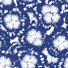 Blue Botanical Floral Seamless Pattern Design