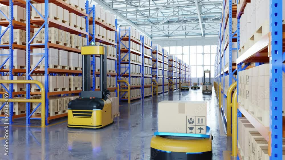 Aufkleber an army of robots efficiently sorting hundreds of parcels per hour(automated guided vehicle) agv.