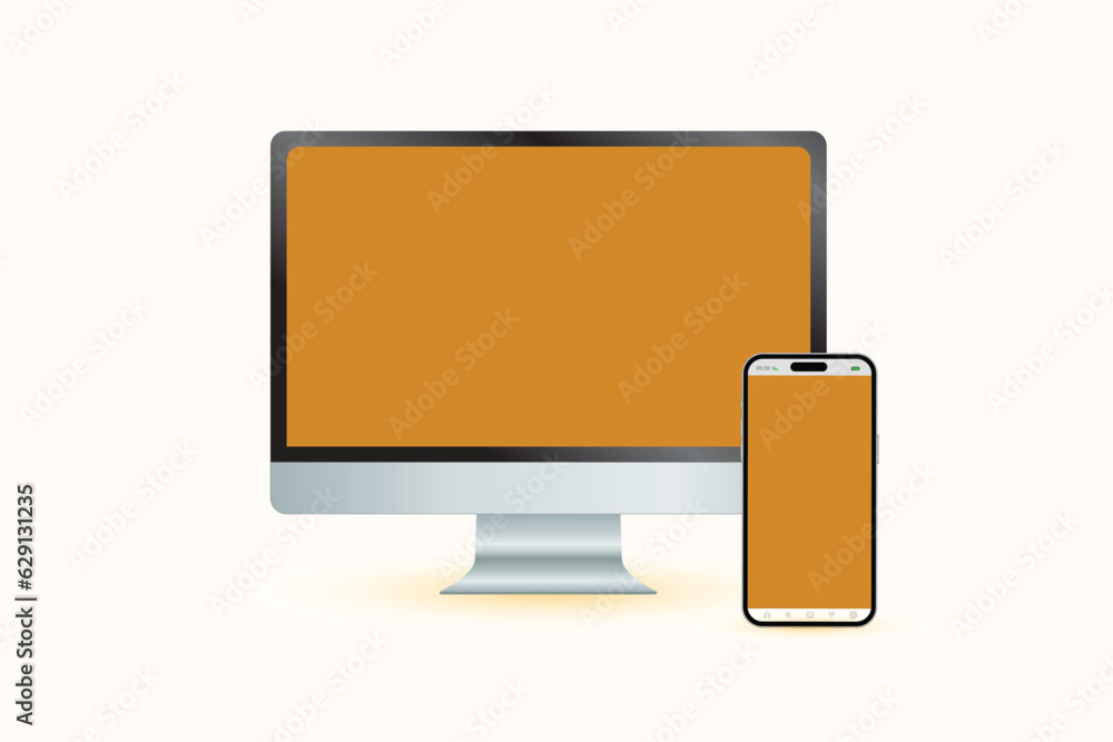 Poster computer screen and smartphone mock up design